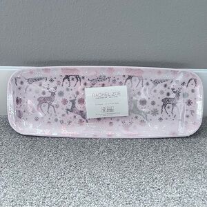 💚 NWT Rachel Zoe set of three pink reindeer Christmas platters